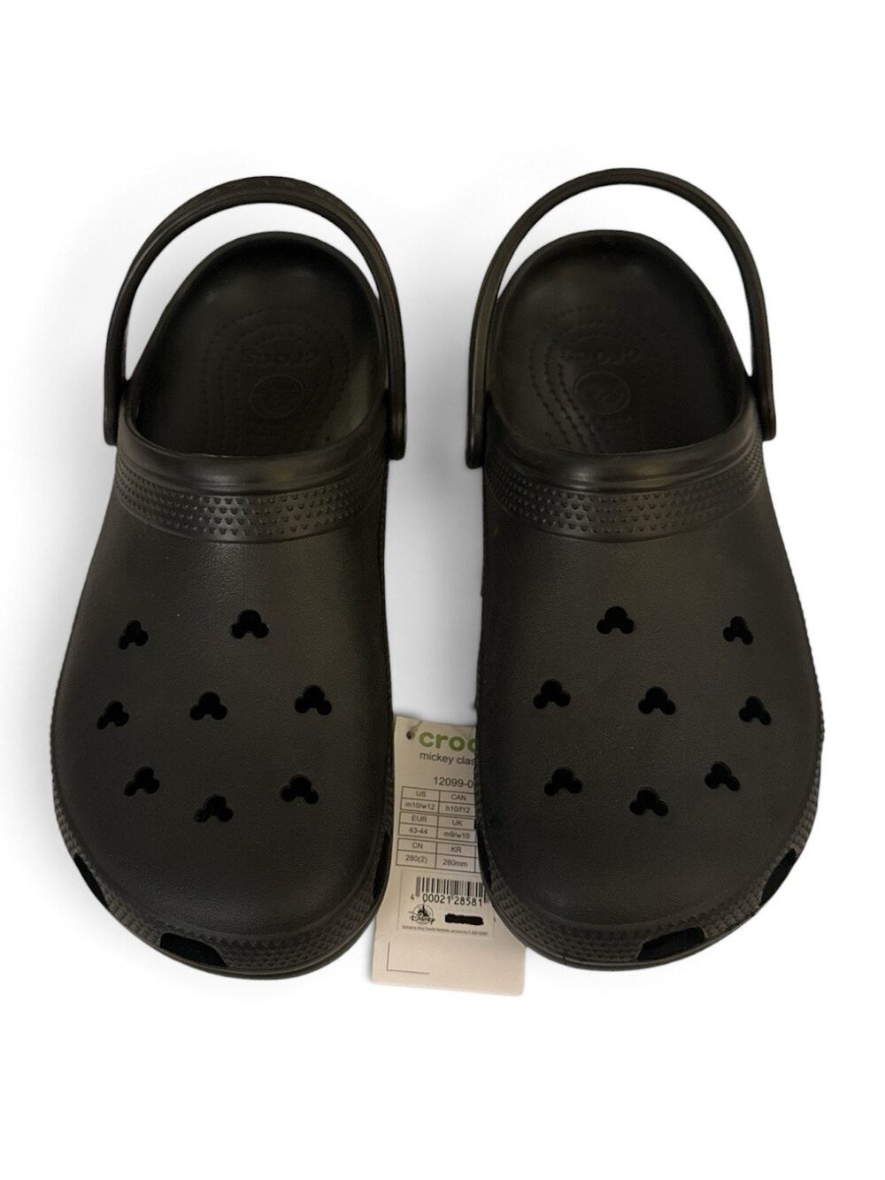 NWT Disney Parks Mickey Classic ll Crocs Black Adult Unisex Men 9 /Womens 12